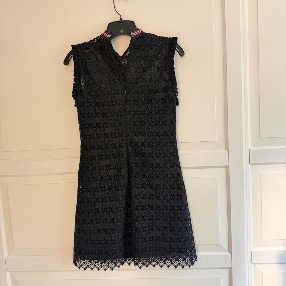 Sandro Black Fidele Tie-Neck Lace Mini Dress Size 2 - 41482 - Picture 5 of 12